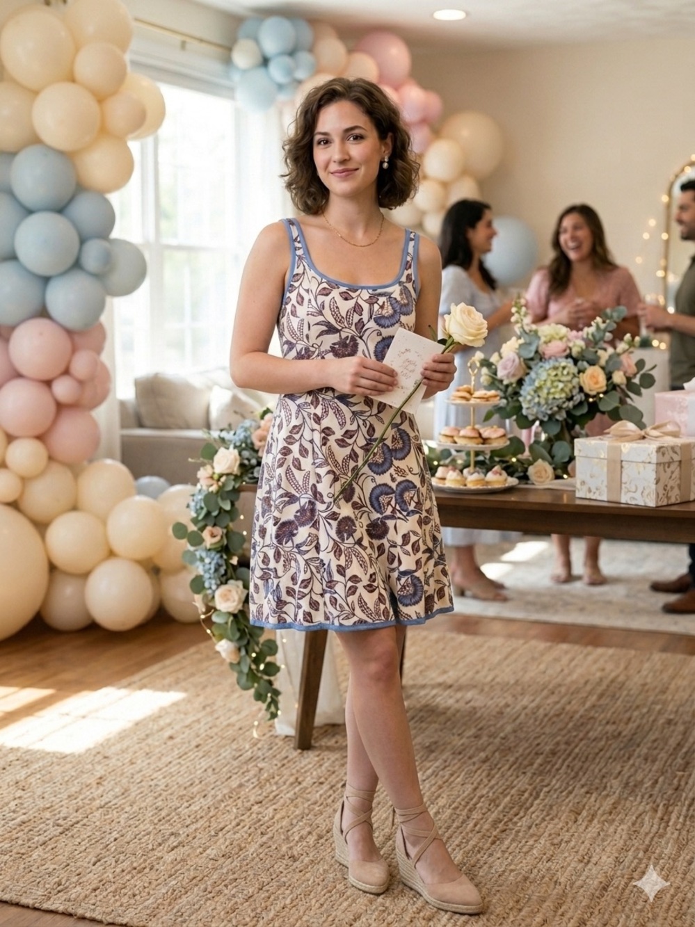 Rachael Zoe Blue-Trim Floral Tank Dress - Women - Size 8